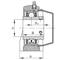 直立式軸承座單元 RASEY45-TV-VA, 塑料軸承座，內(nèi)圈帶平頭螺釘?shù)耐馇蛎媲蜉S承，耐腐蝕設(shè)計，R密封