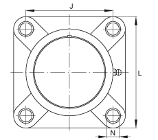 軸承座單元 RCJY35-TV-VA, 四孔塑料軸承座，內圈帶平頭螺釘?shù)耐馇蛎媲蜉S承，耐腐蝕設計，R 型密封