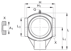 吊裝式軸承座單元 RTUEY20-TV-VA, 塑料軸承座，內(nèi)圈帶平頭螺釘?shù)耐馇蛎媲蜉S承，耐腐蝕設(shè)計(jì)，R 型密封