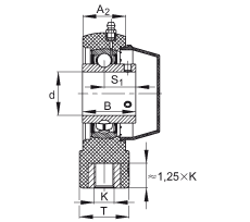 吊裝式軸承座單元 RTUEY20-TV-VA, 塑料軸承座，內(nèi)圈帶平頭螺釘?shù)耐馇蛎媲蜉S承，耐腐蝕設(shè)計(jì)，R 型密封