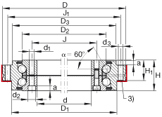 推力角接觸球軸承 ZKLDF200, 雙向，螺釘安裝，兩側(cè)帶密封蓋