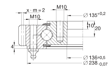 四點接觸球軸承 VA140188-V, 有外齒，兩側(cè)唇密封