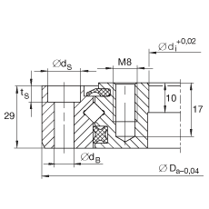 交叉滾子軸承 XU080120, 無齒，兩側唇密封