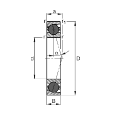 主軸軸承 HCB71907-C-T-P4S, 調(diào)節(jié)，成對或單元安裝，接觸角 α = 15°，陶瓷球，限制公差