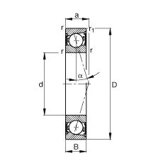 主軸軸承 B7206-C-2RSD-T-P4S, 調(diào)節(jié)，成對安裝，接觸角 α = 15°，兩側(cè)唇密封，非接觸，加嚴公差