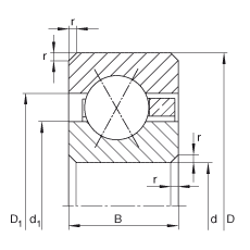 薄截面軸承 CSXF075, 四點接觸球軸承，類型X，運行溫度 -54°C 到 +120°C