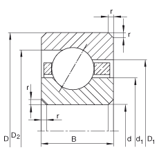 薄截面軸承 CSEF120, 角接觸球軸承，類(lèi)型E，運(yùn)行溫度 -54°C 到 +120°C