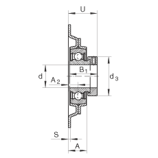 吊裝式軸承座單元 MSTU25, 鋼板軸承座，帶偏心鎖圈的外球面球軸承，P型密封，帶再潤滑結(jié)構(gòu)