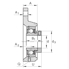 軸承座單元 PCFTR35, 帶三個(gè)螺栓孔的法蘭的軸承座單元，鑄鐵，偏心鎖圈，P型密封