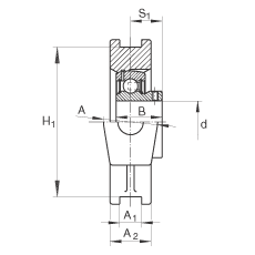 吊裝式軸承座單元 PTUEY50, 鑄鐵軸承座，內(nèi)圈帶平頭螺釘?shù)耐馇蛎媲蜉S承，P 型密封
