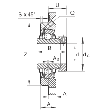 軸承座單元 RME30-N, 帶四個(gè)螺栓孔的法蘭的軸承座單元，定心凸出物，鑄鐵，偏心鎖圈，R 型密封