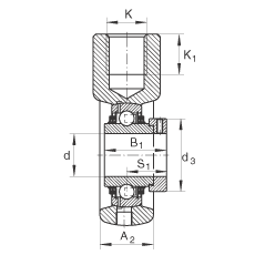 吊裝式軸承座單元 THE45, 鑄鐵軸承座，帶偏心鎖圈的外球面球軸承，T 型密封