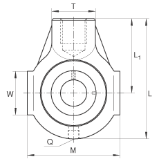 吊裝式軸承座單元 THE45, 鑄鐵軸承座，帶偏心鎖圈的外球面球軸承，T 型密封