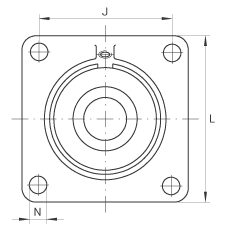 軸承座單元 PCCJ40, 帶四個螺栓孔的法蘭的軸承座單元，鑄鐵，雙列角接觸球軸承，P 型密封