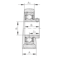 直立式軸承座單元 PSHEY17, 鑄鐵軸承座，內(nèi)圈帶平頭螺釘?shù)耐馇蛎媲蜉S承，P 型密封